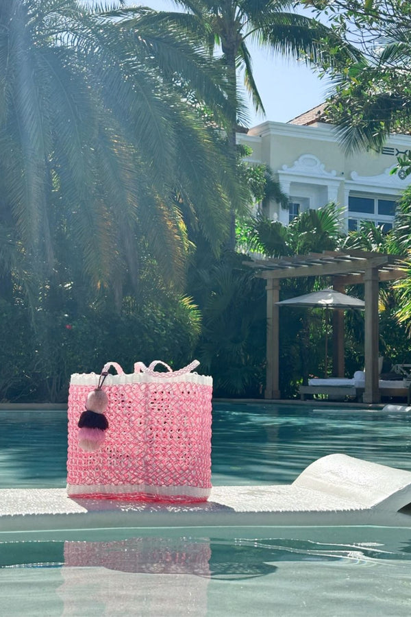 Rose Coastal Cable Citron Tote – Medium