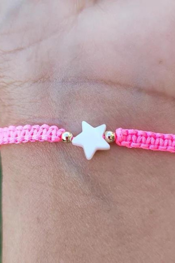 Mother of Pearl Citron Bracelet – Star / Kids / Neon Pink