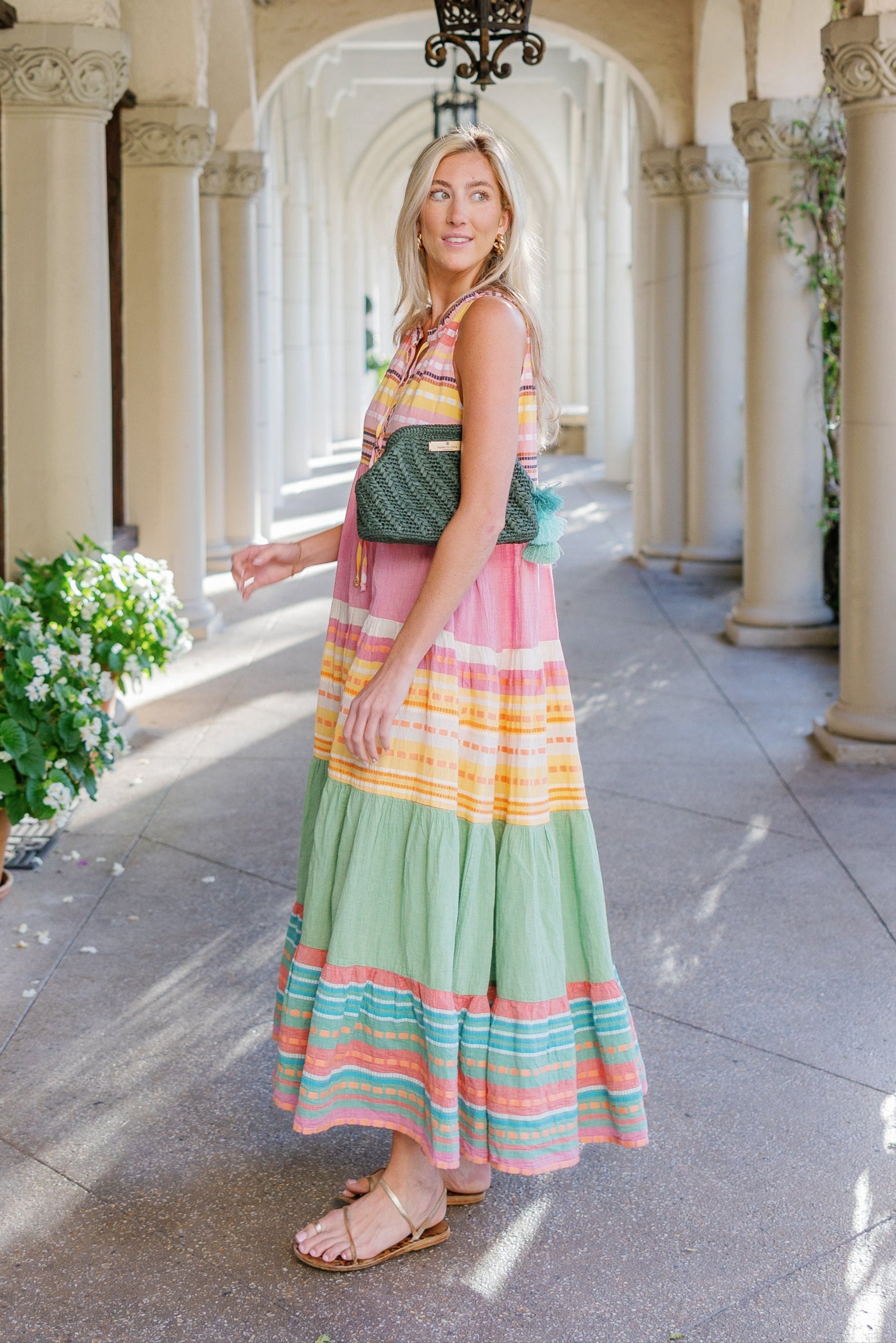 Forest Green Raffia Clutch