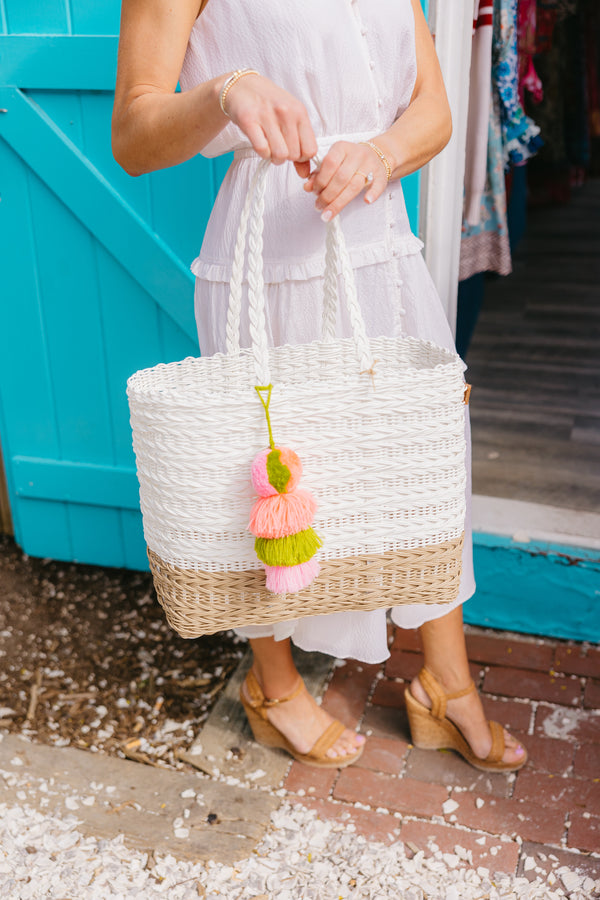 Coastal Knit Boardwalk Citron Tote – Medium