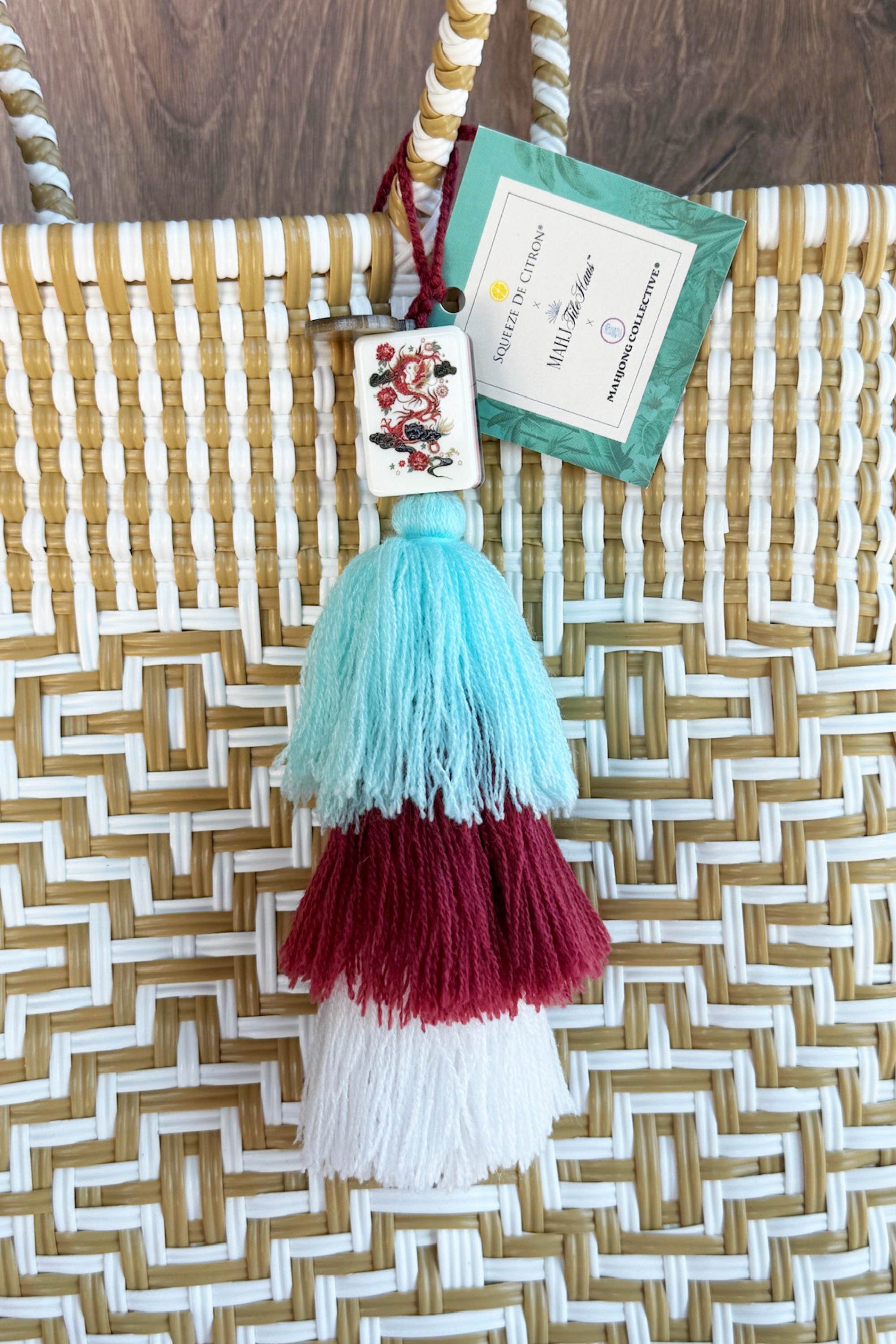 Imperial Lotus Mahjong Tile Pom Charm