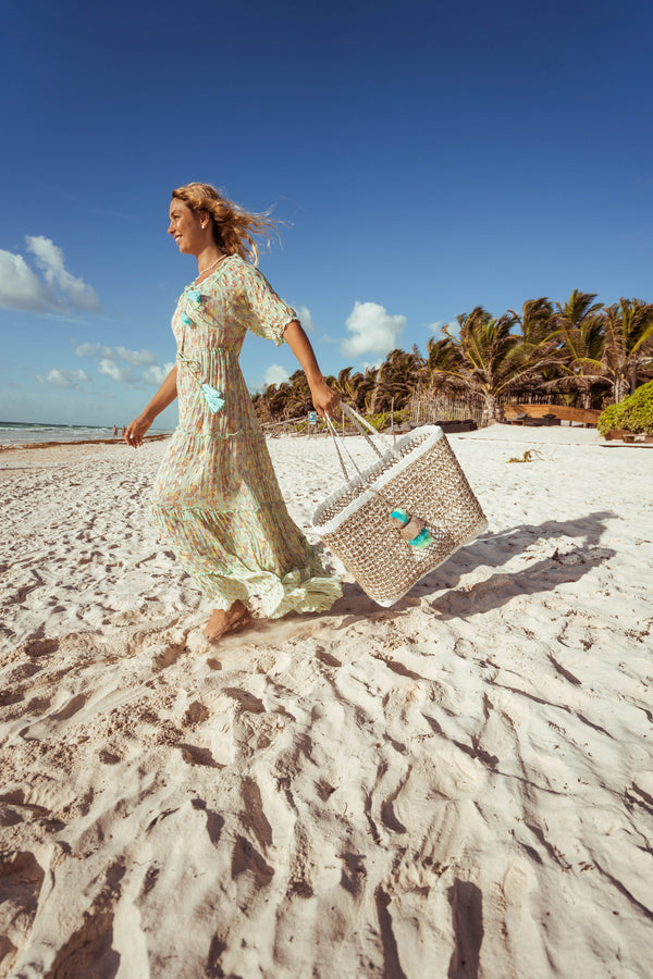 Sand Coastal Cable Citron Tote – X Large