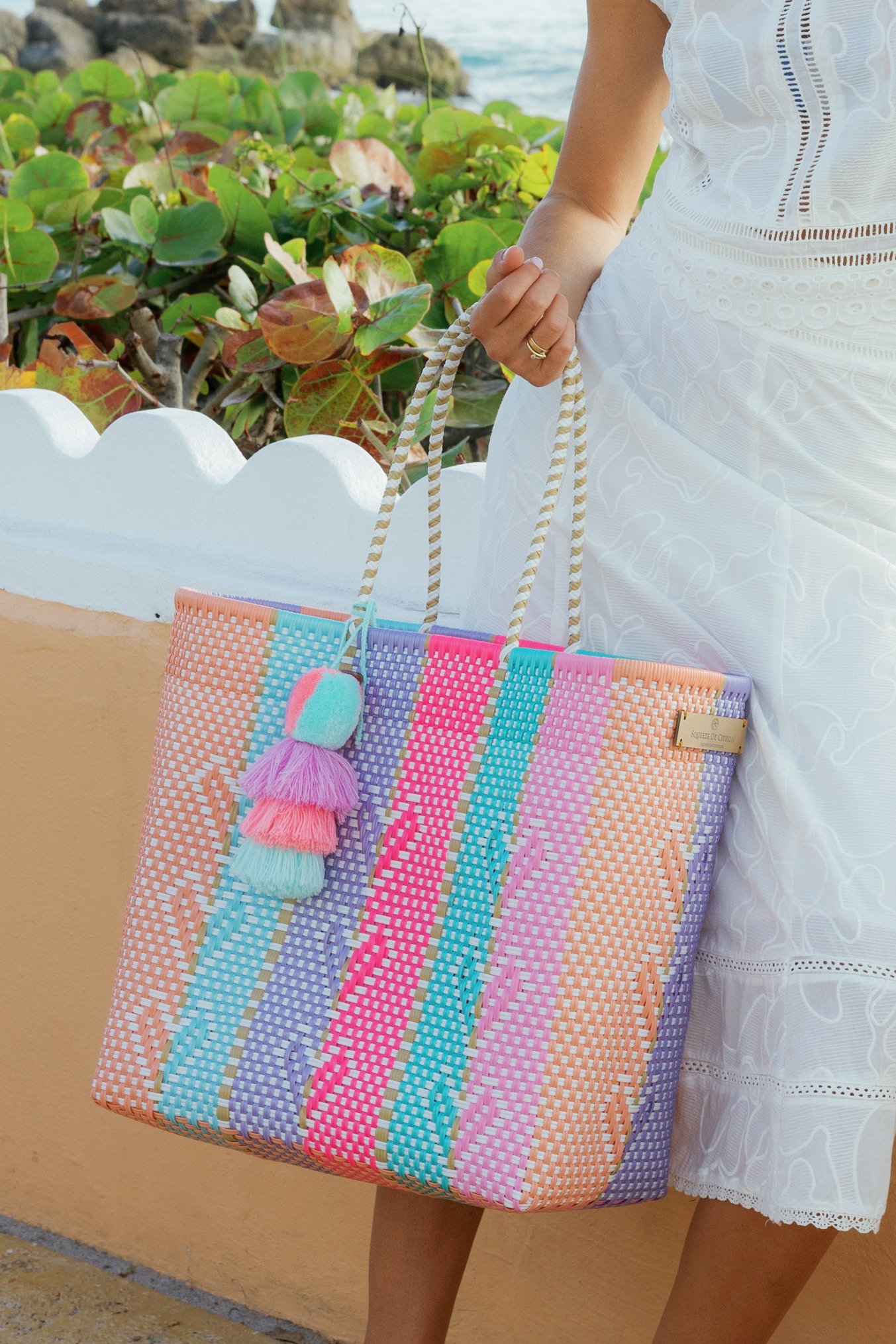 Neon Multi Heart Reflection Citron Tote