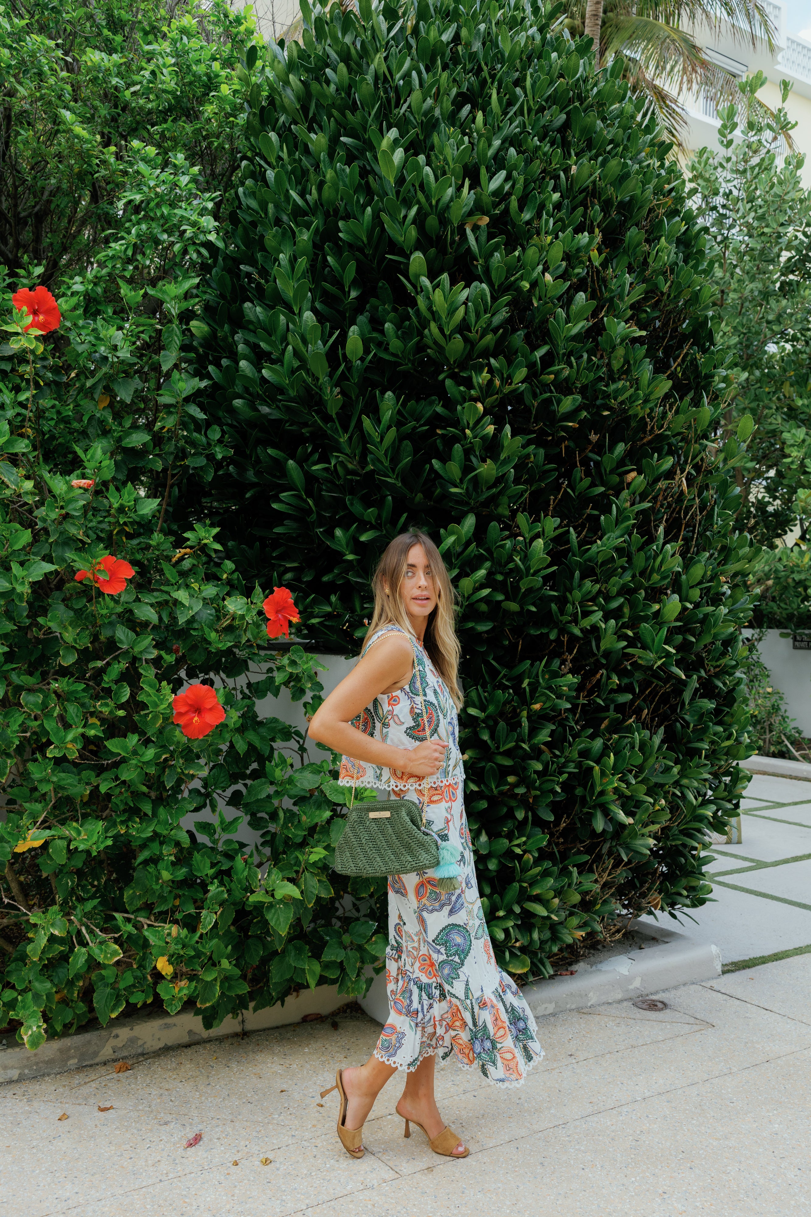 Forest Green Raffia Clutch