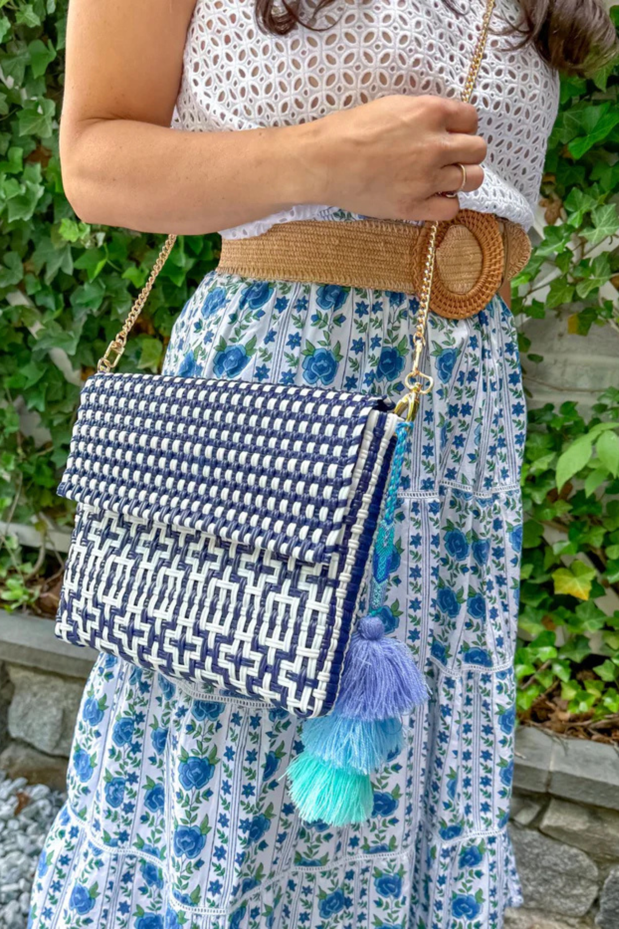 Preppy Tile Navy / White Citron Tote
