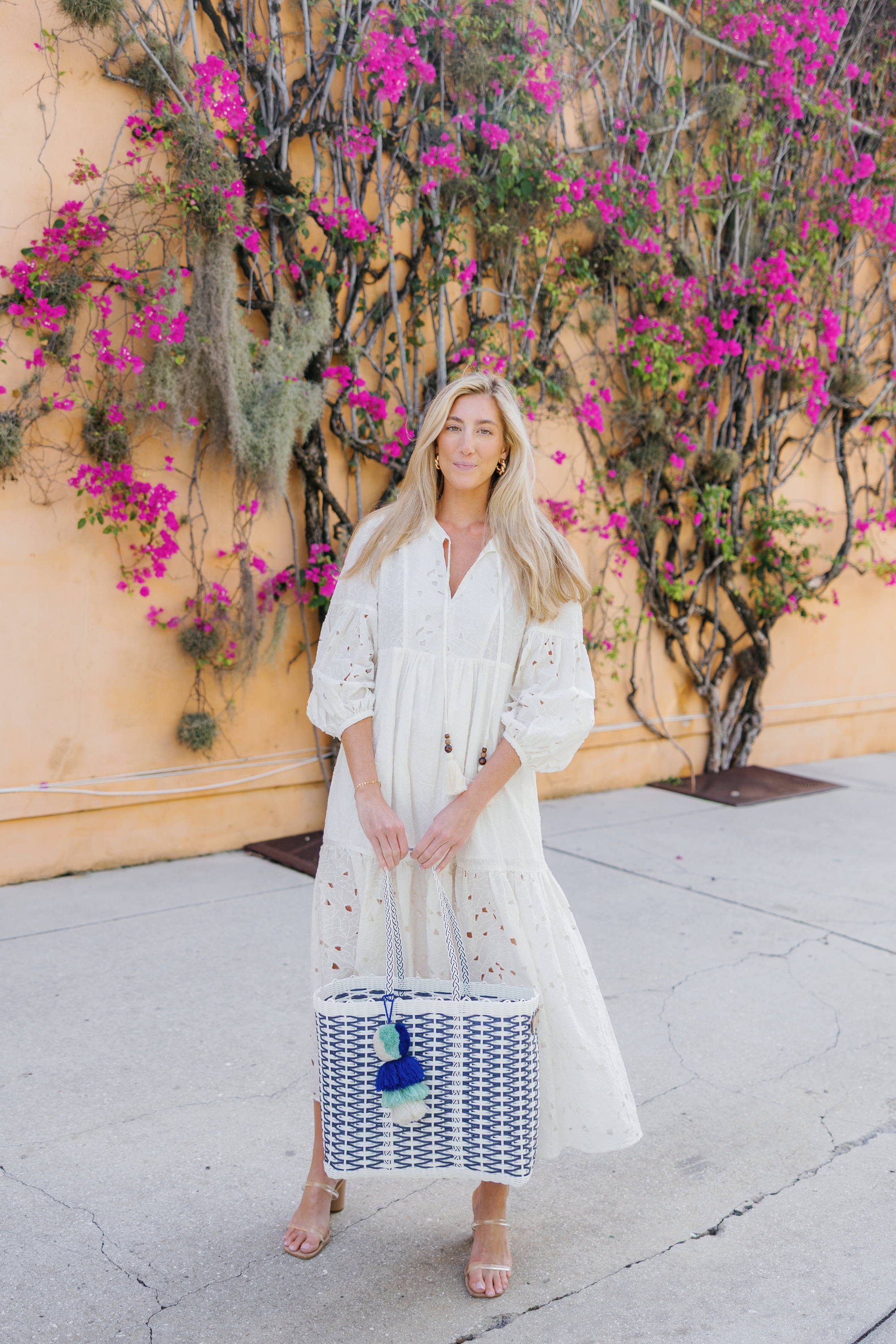 Coastal Weave Capsule In Navy Citron Tote