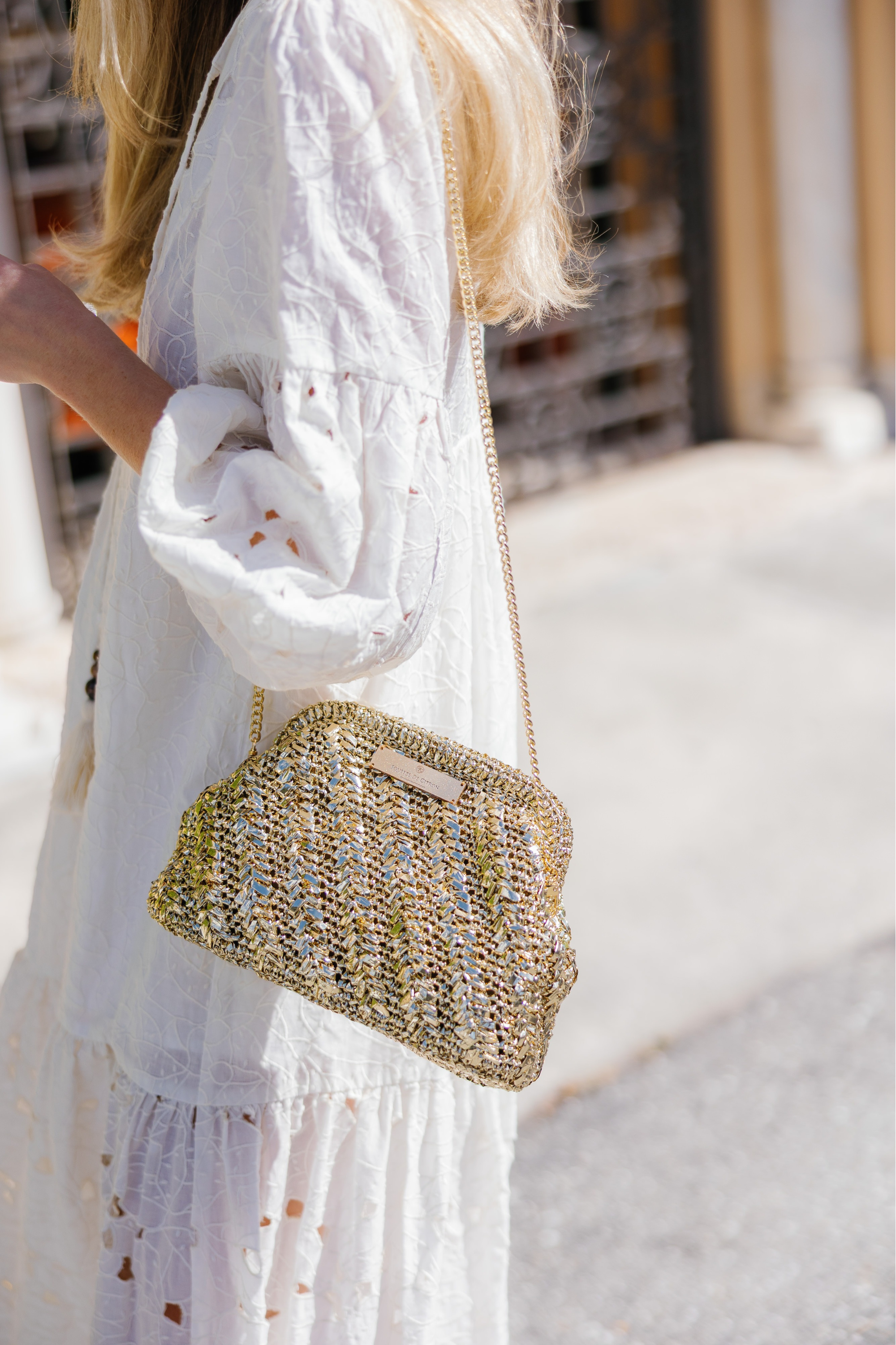 Gold Raffia Clutch