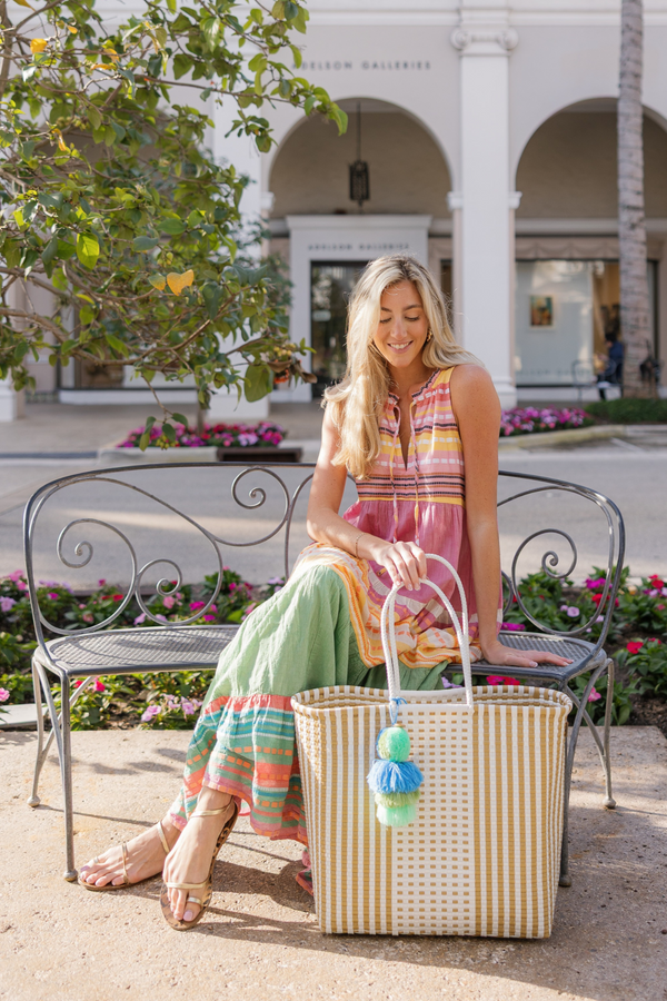 Sand Preppy Citron Tote – Large