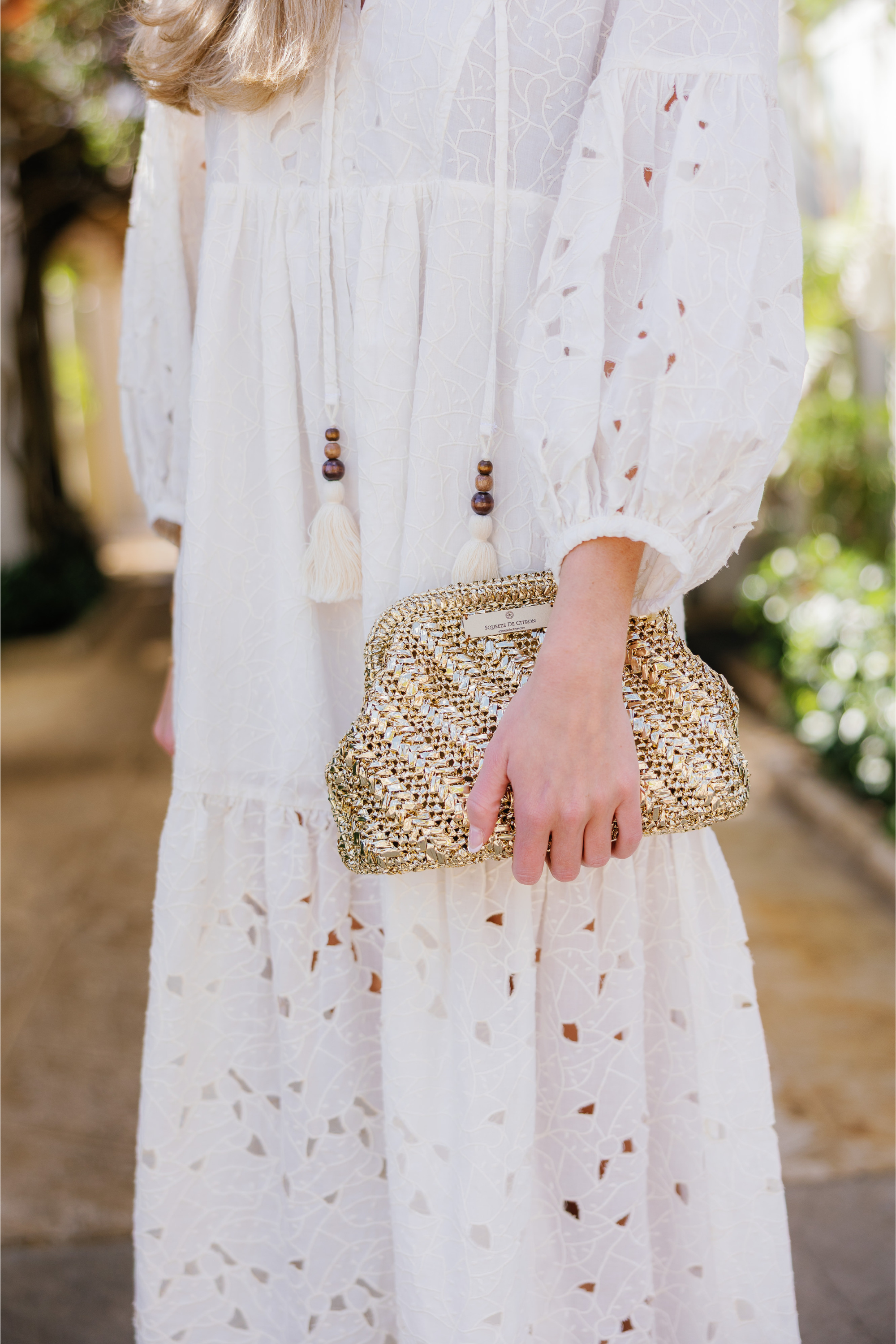 Gold Raffia Clutch