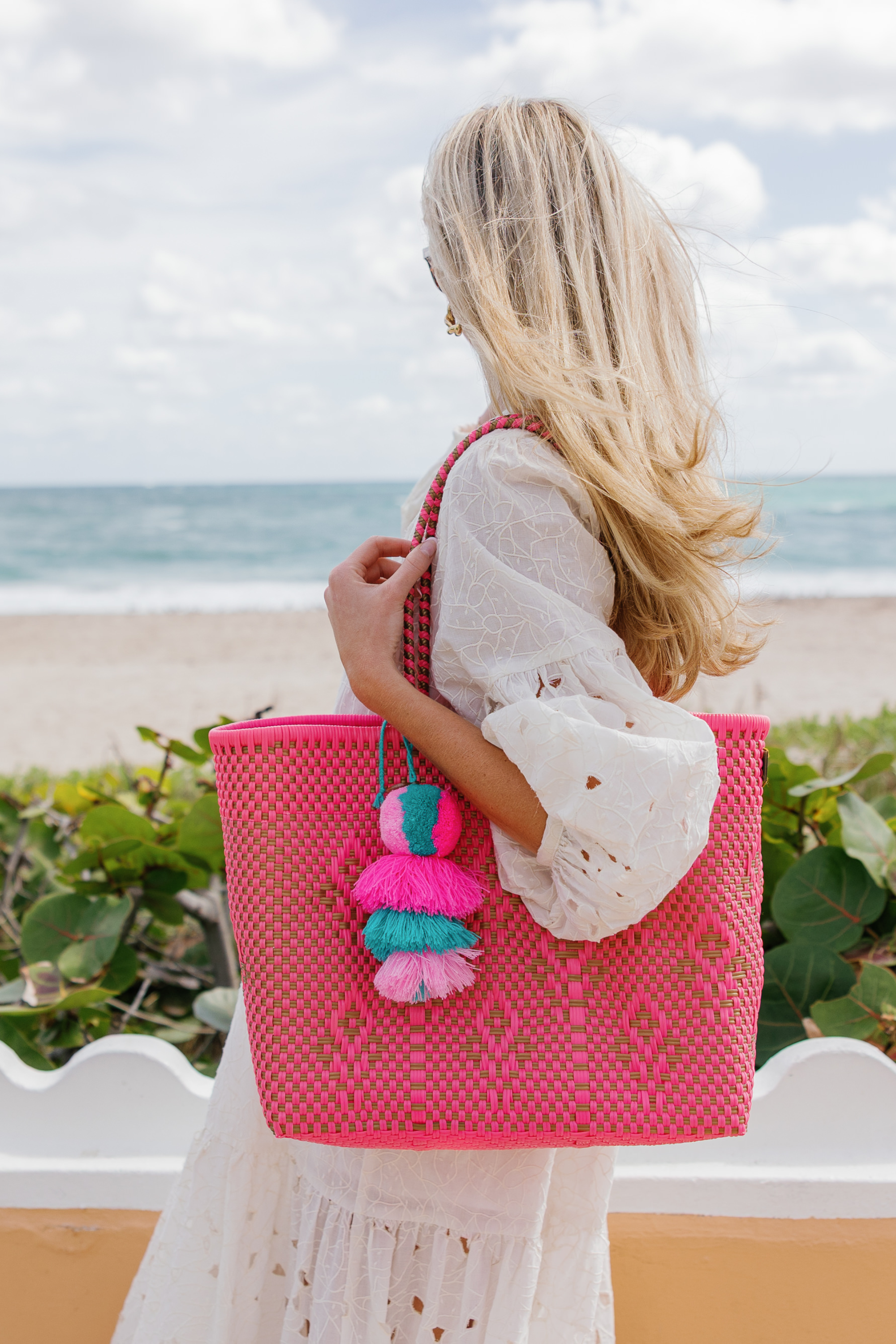 Neon Pink Blooms Citron Tote