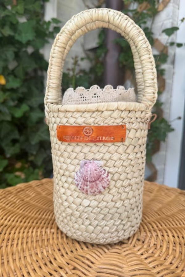 Nantucket Palm Shell Bucket Tote Citron – Large