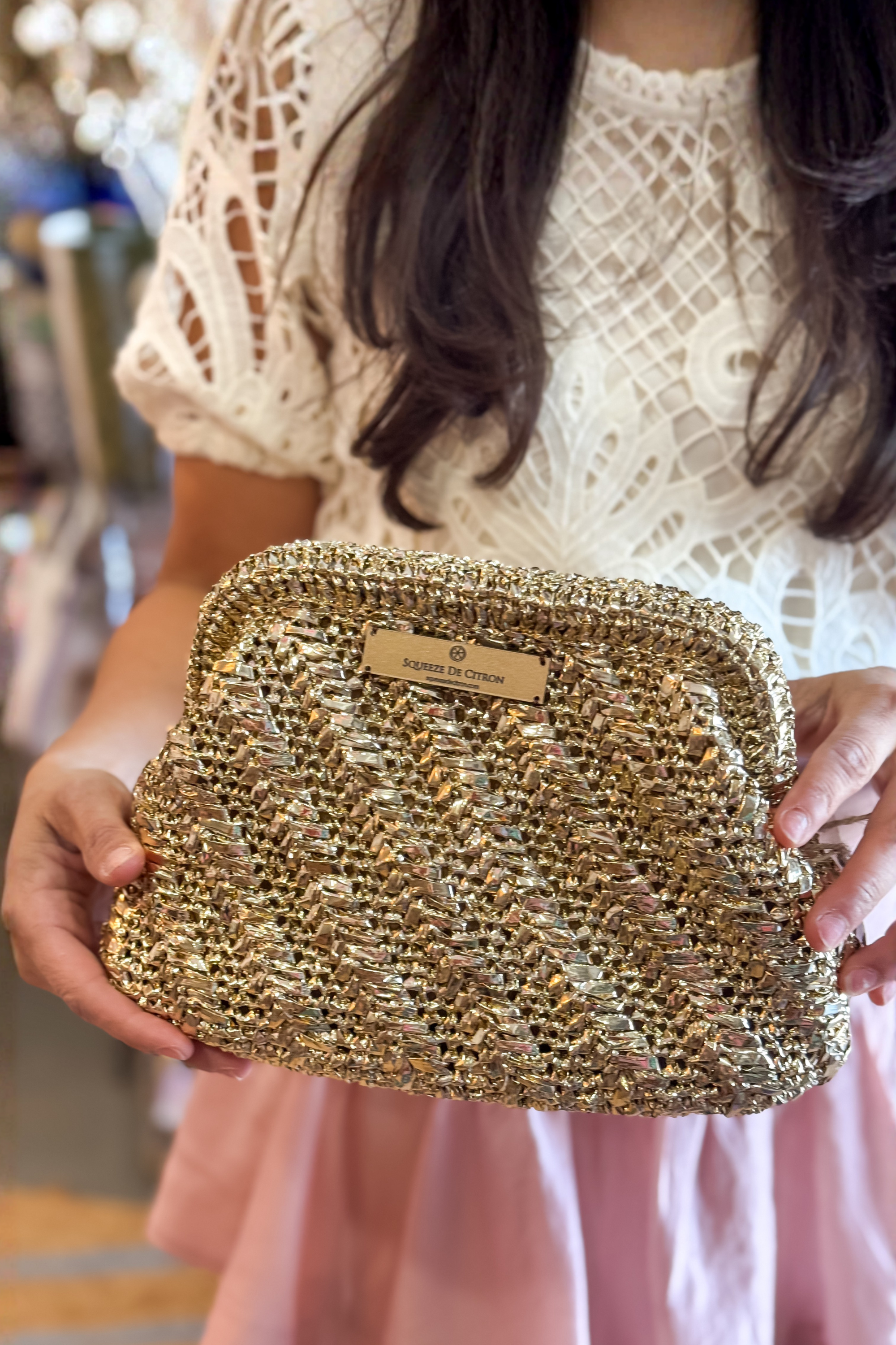 Gold Raffia Clutch
