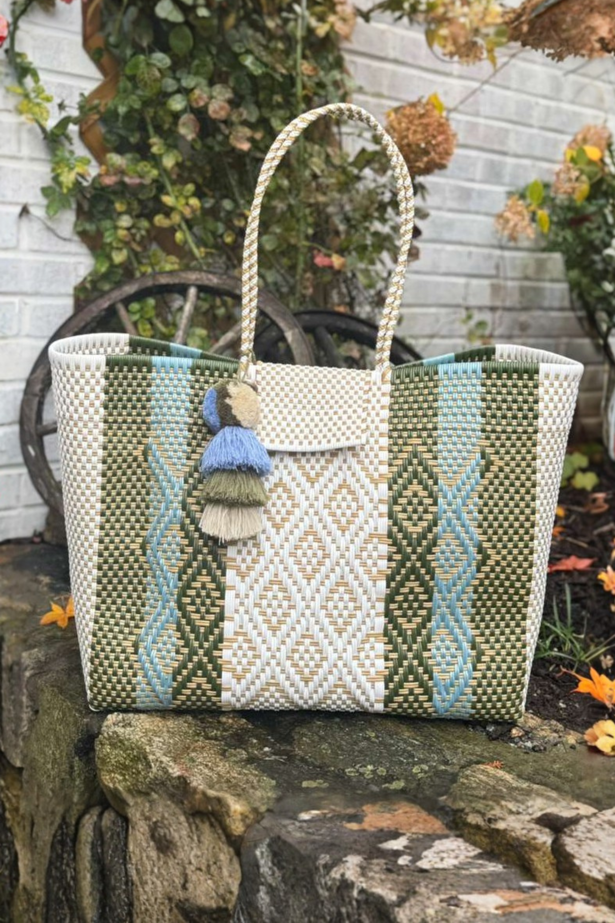 Rugby Sage Blue Citron Tote