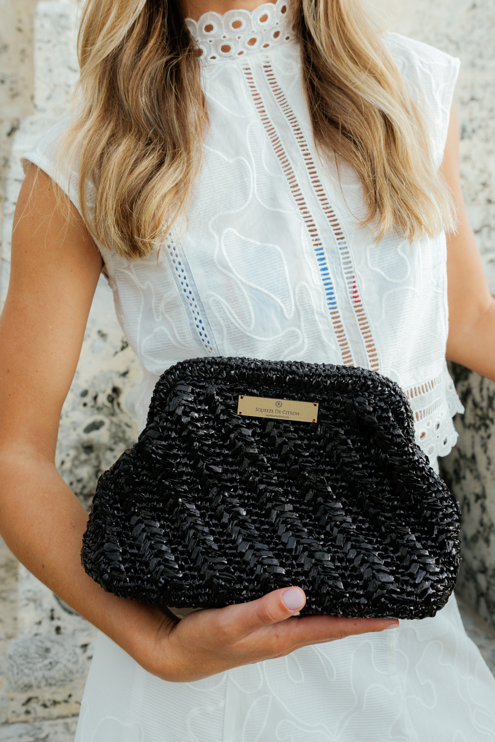 Black Raffia Clutch