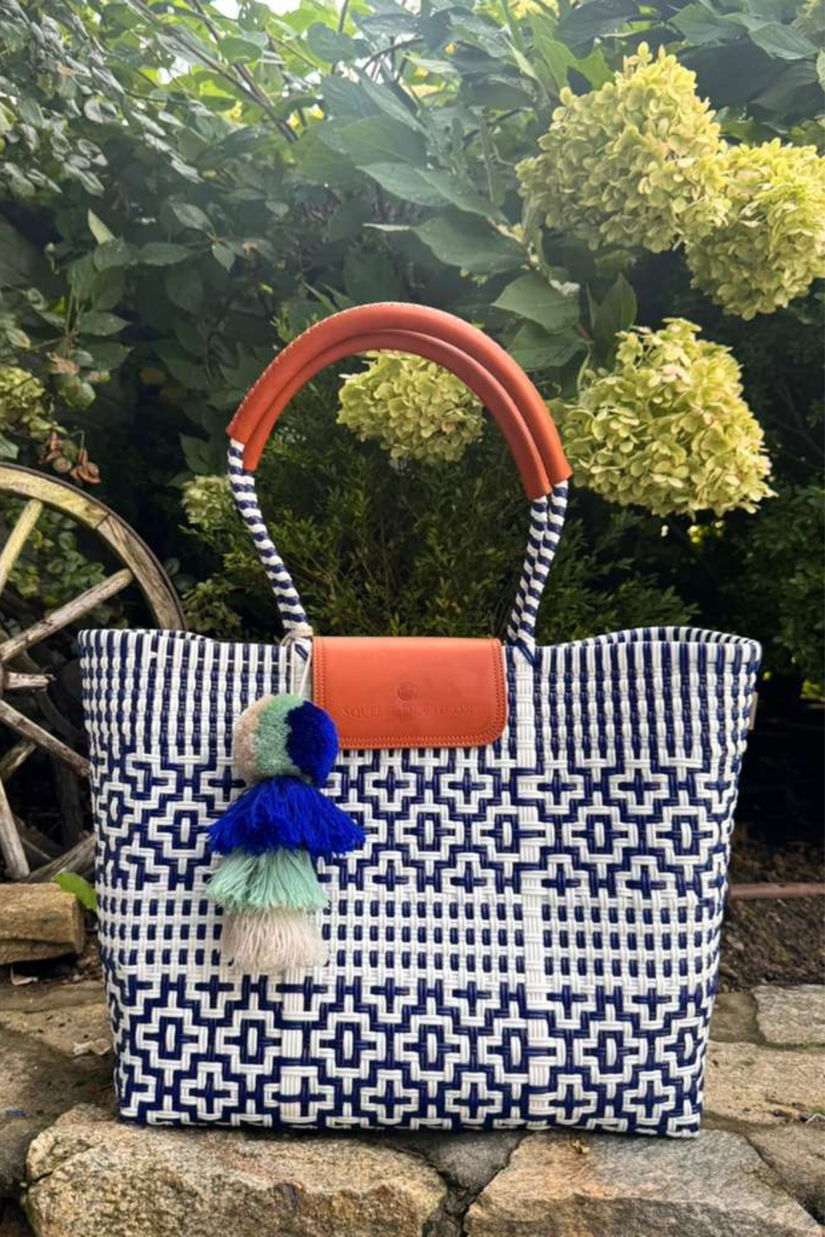 Preppy Tile Navy / White Citron Tote