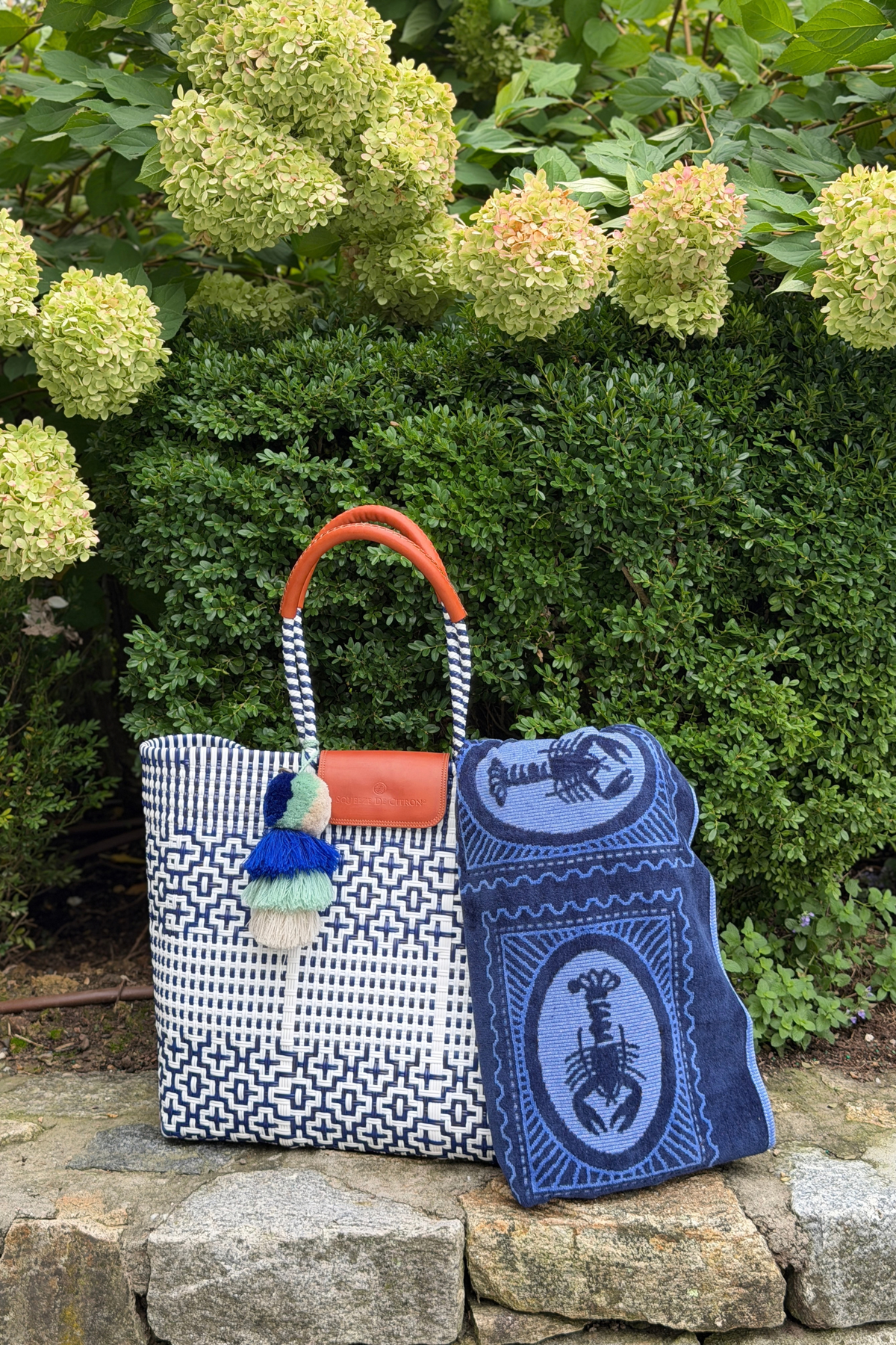 Preppy Tile Navy / White Citron Tote