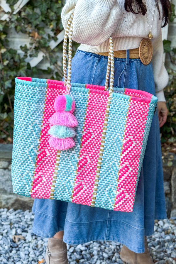 Neon Cloud Heart Reflection Citron Tote – Large