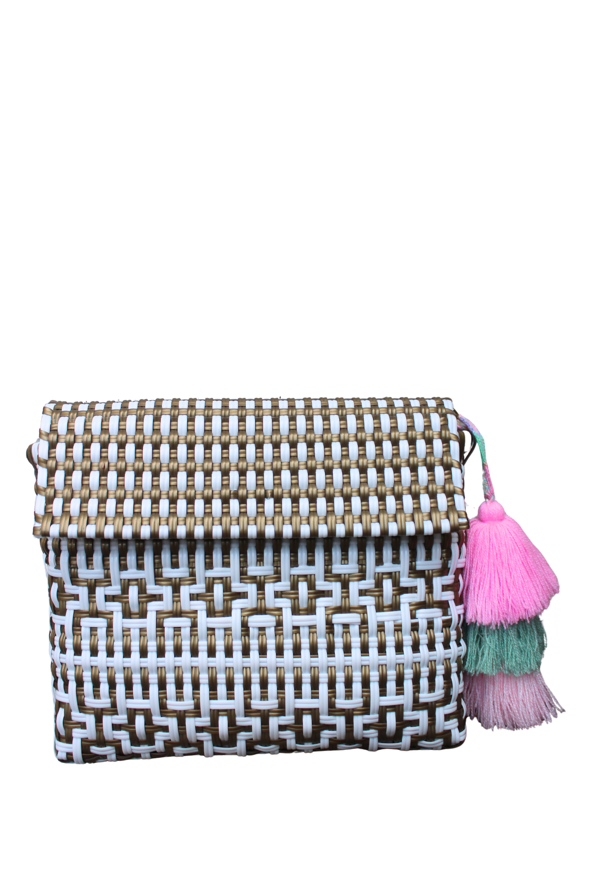 Clutch - Preppy Tile Gold & White Citron