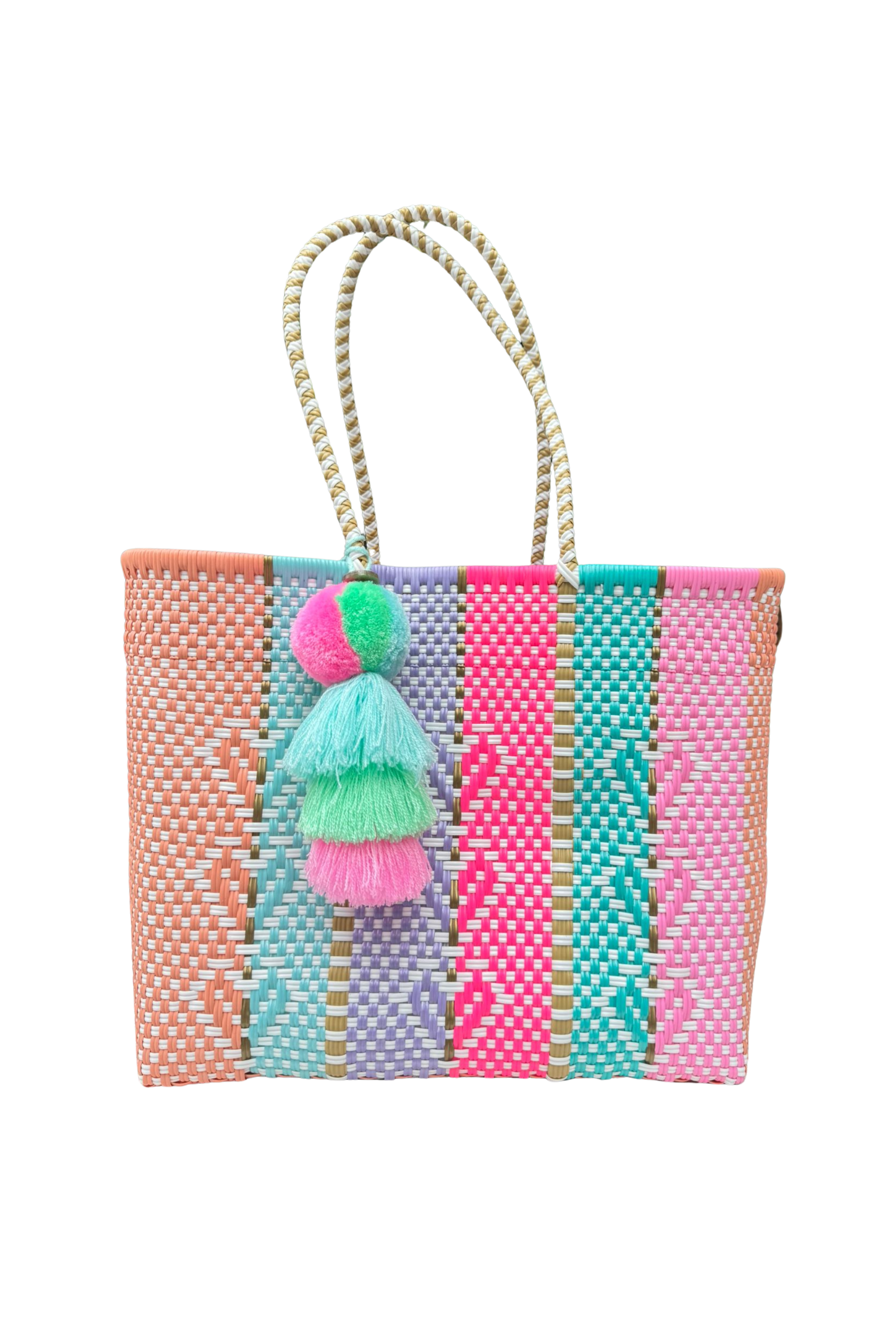 Neon Multi Heart Reflection Citron Tote