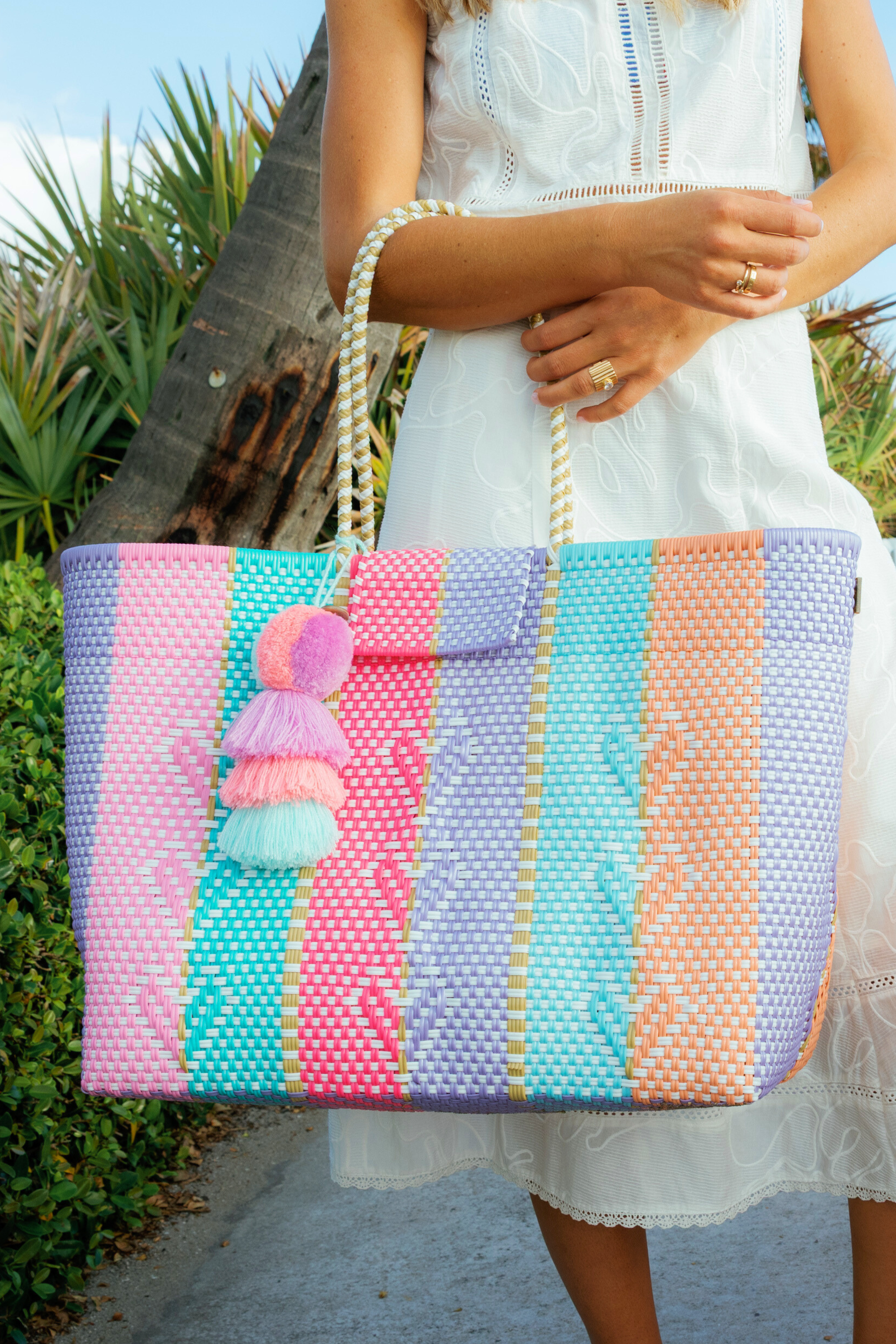 Neon Multi Heart Reflection Citron Tote