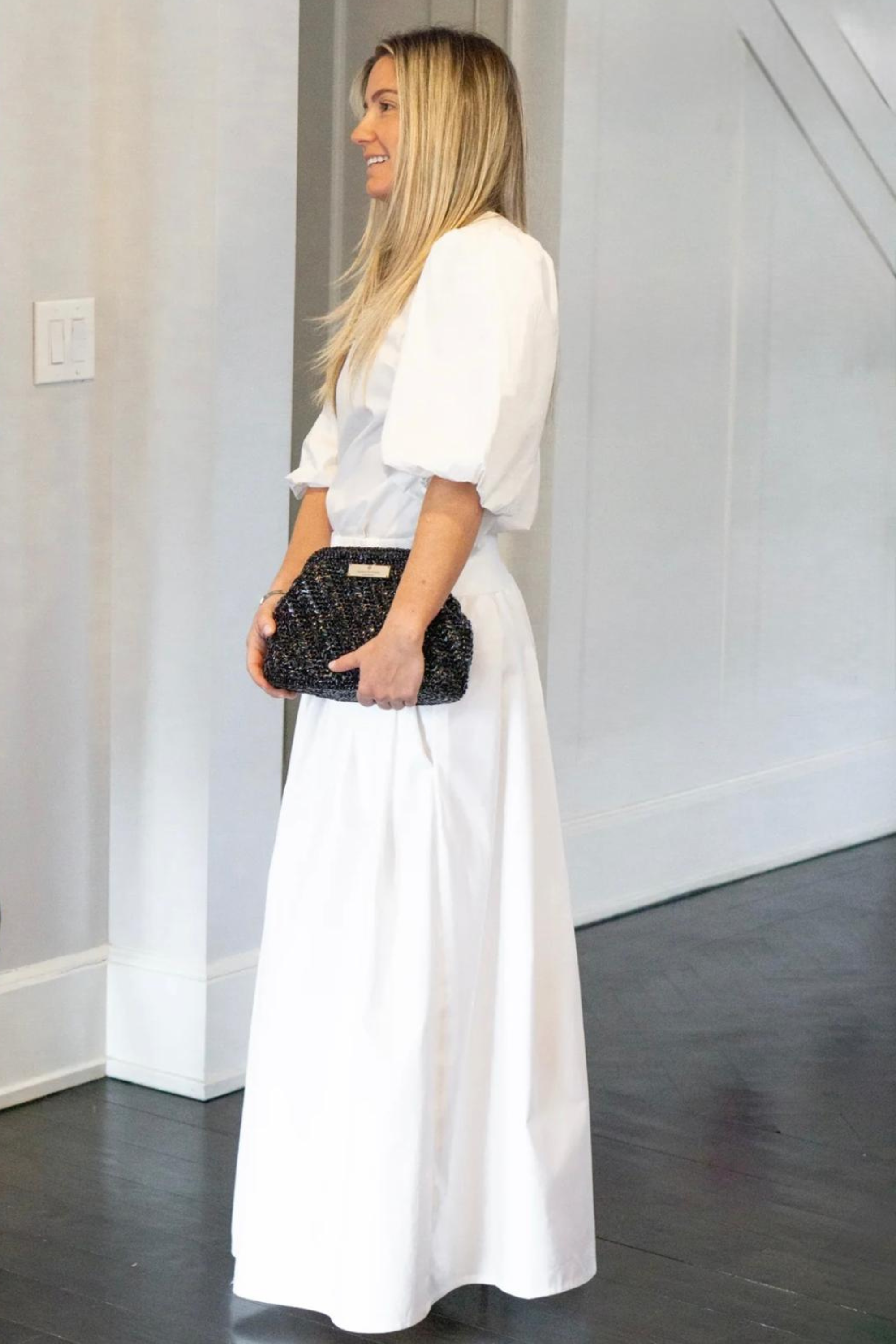 Black Raffia Clutch (Golden Strap Included)