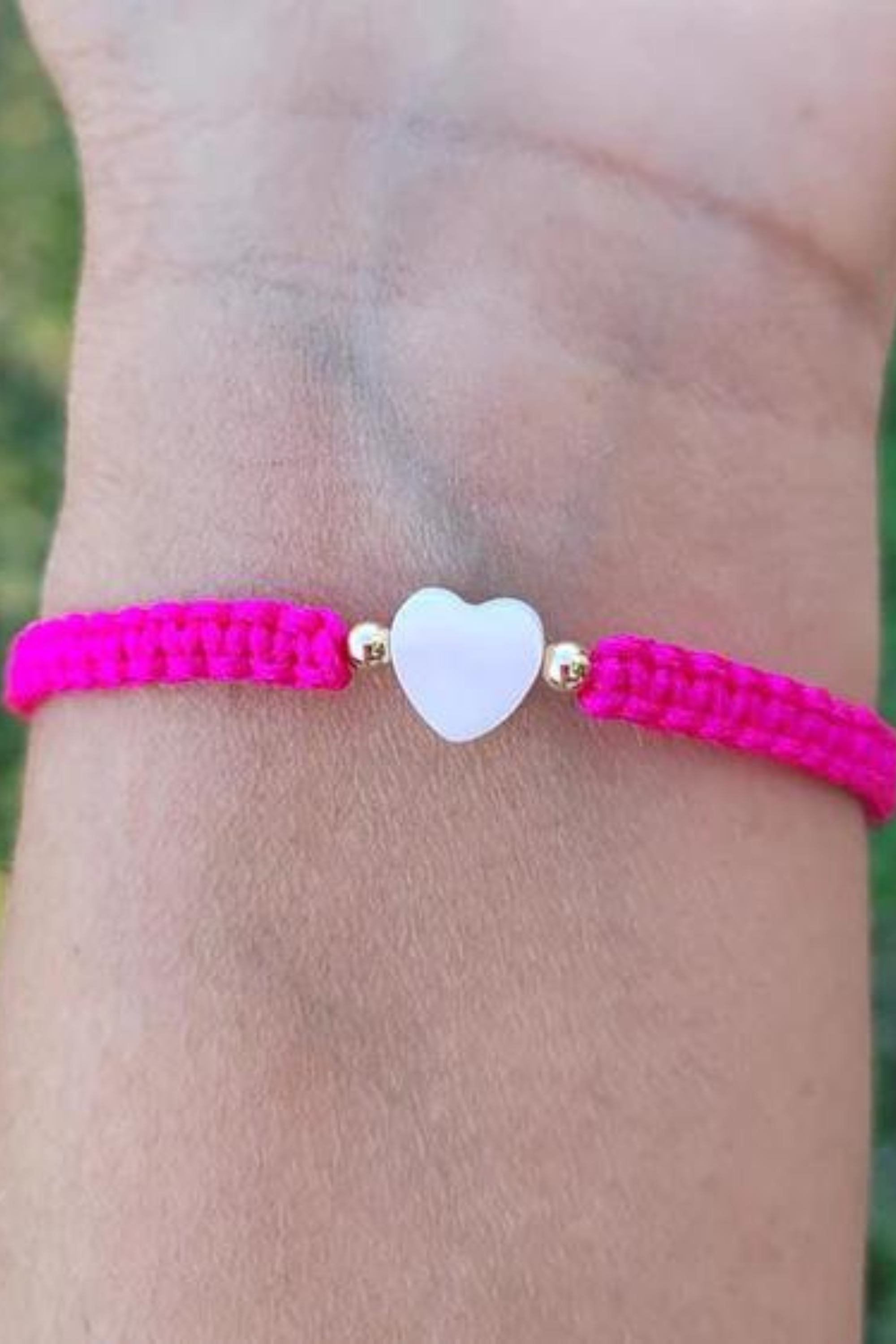 Kids - Heart - Mother of Pearl Citron Bracelets - Fuchsia