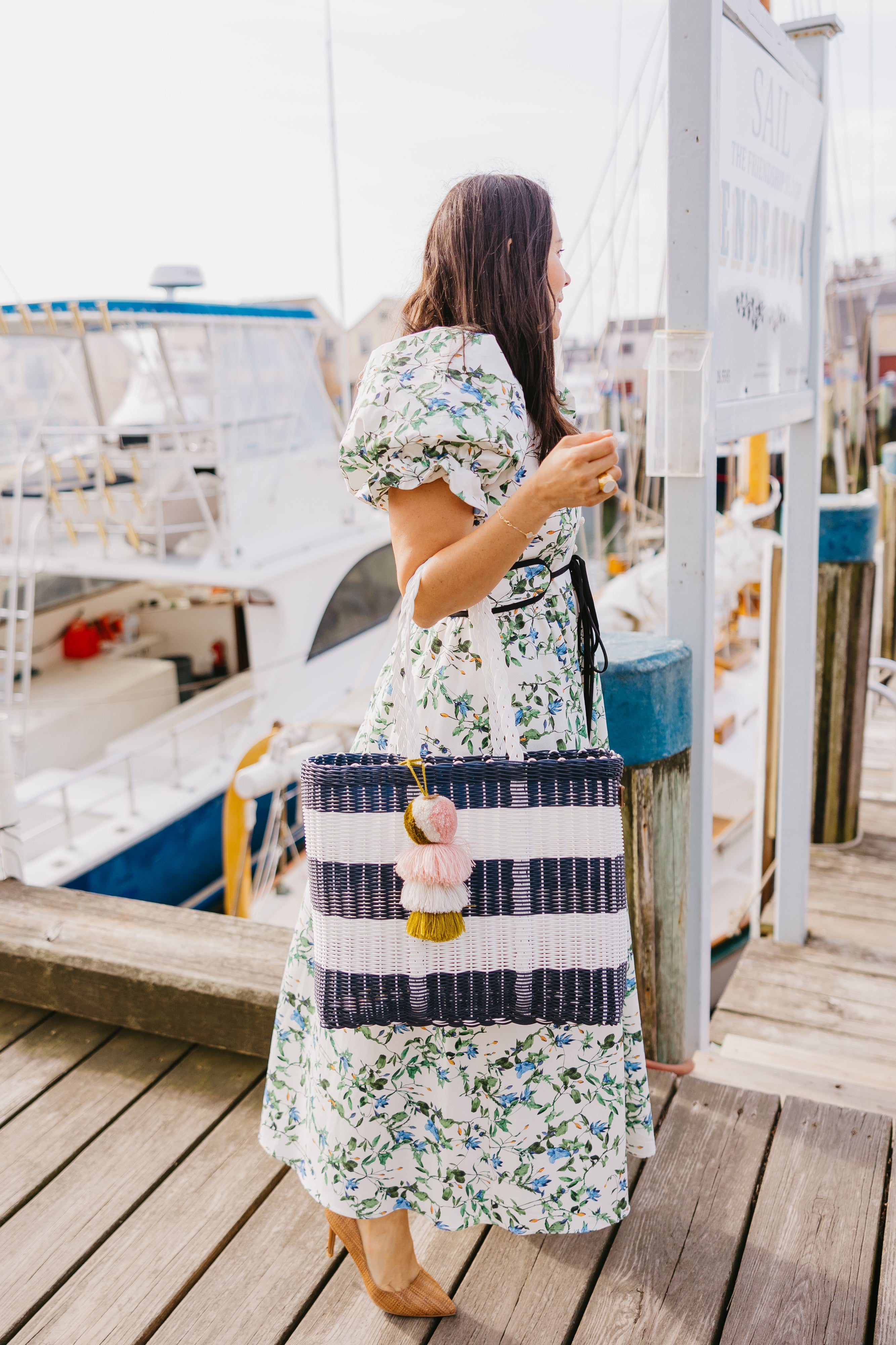 Nautical Navy / White Citron Tote