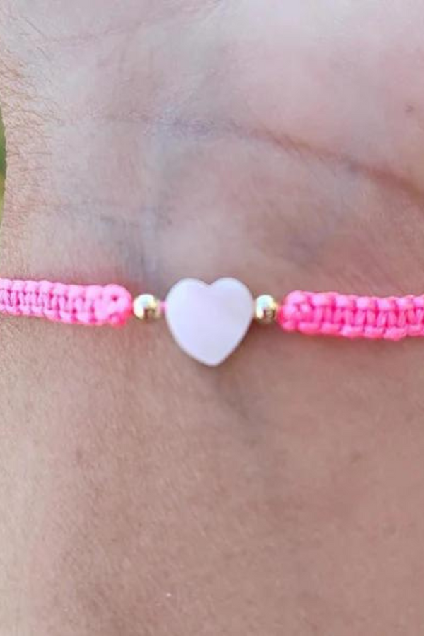 Mother of Pearl Citron Bracelet – Heart / Kids / Neon Pink