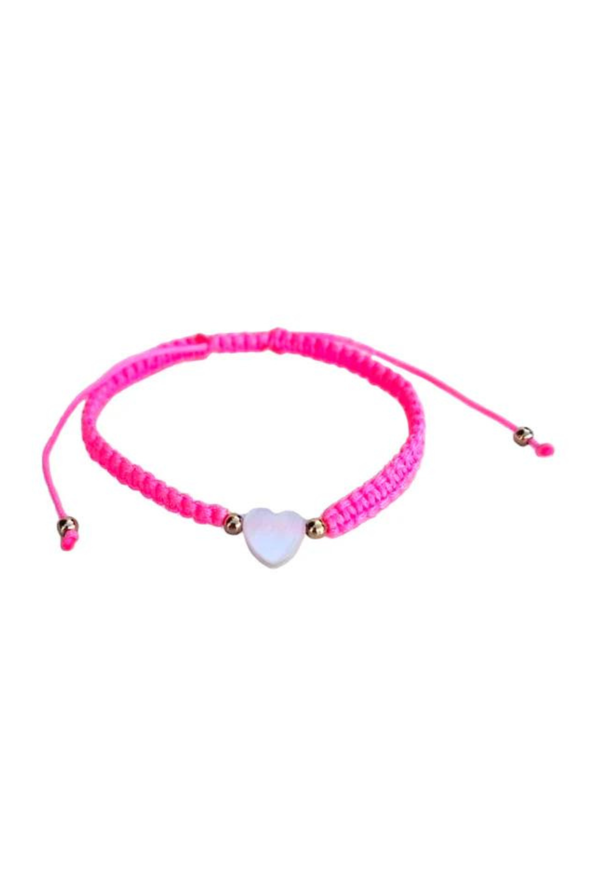 Adults - Heart - Mother of Pearl Citron Bracelets - Neon Pink