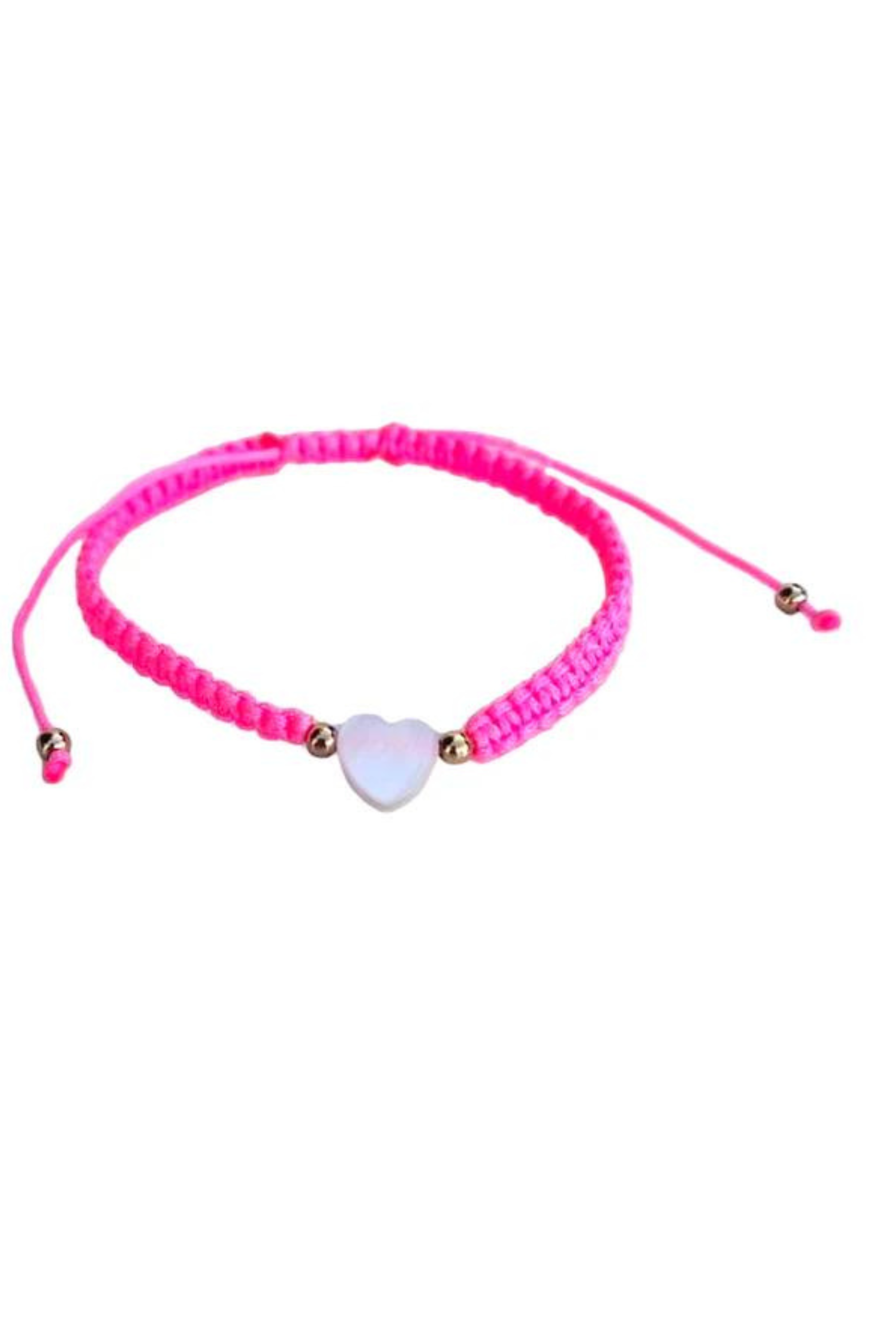 Kids - Heart - Mother of Pearl Citron Bracelets - Neon Pink