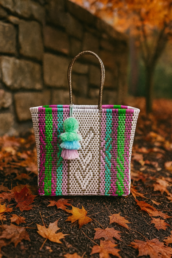 Heart Guide Green / Rose Citron Tote – Medium