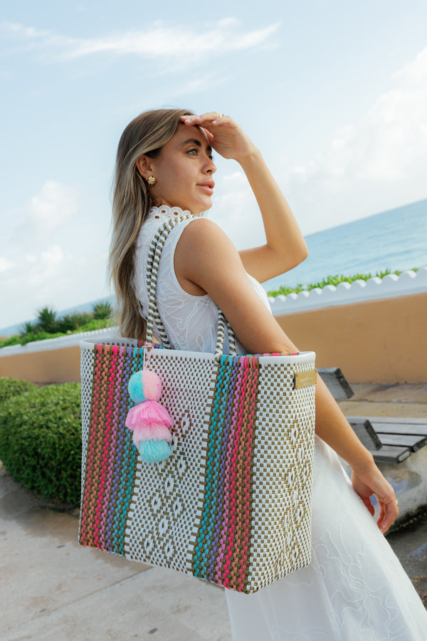 Iris Swirl Citron Tote – Large