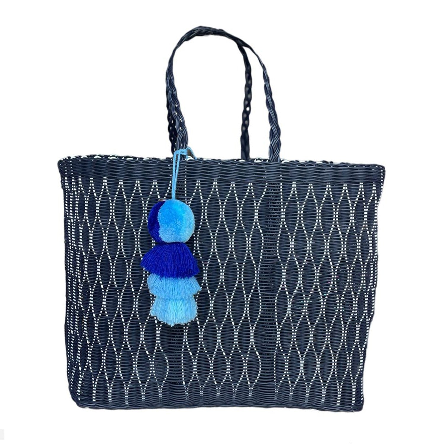 Navy Mesh Citron Tote