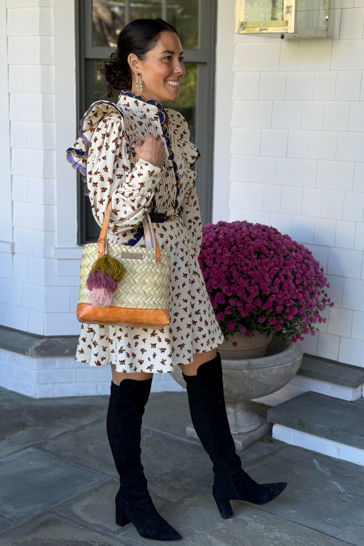Natural Palm with Leather Tote