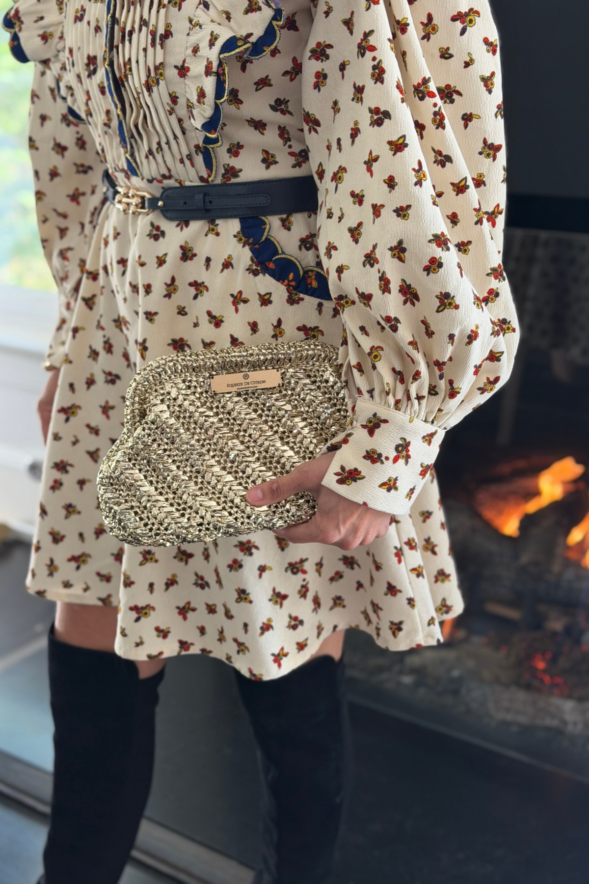 Gold Raffia Clutch