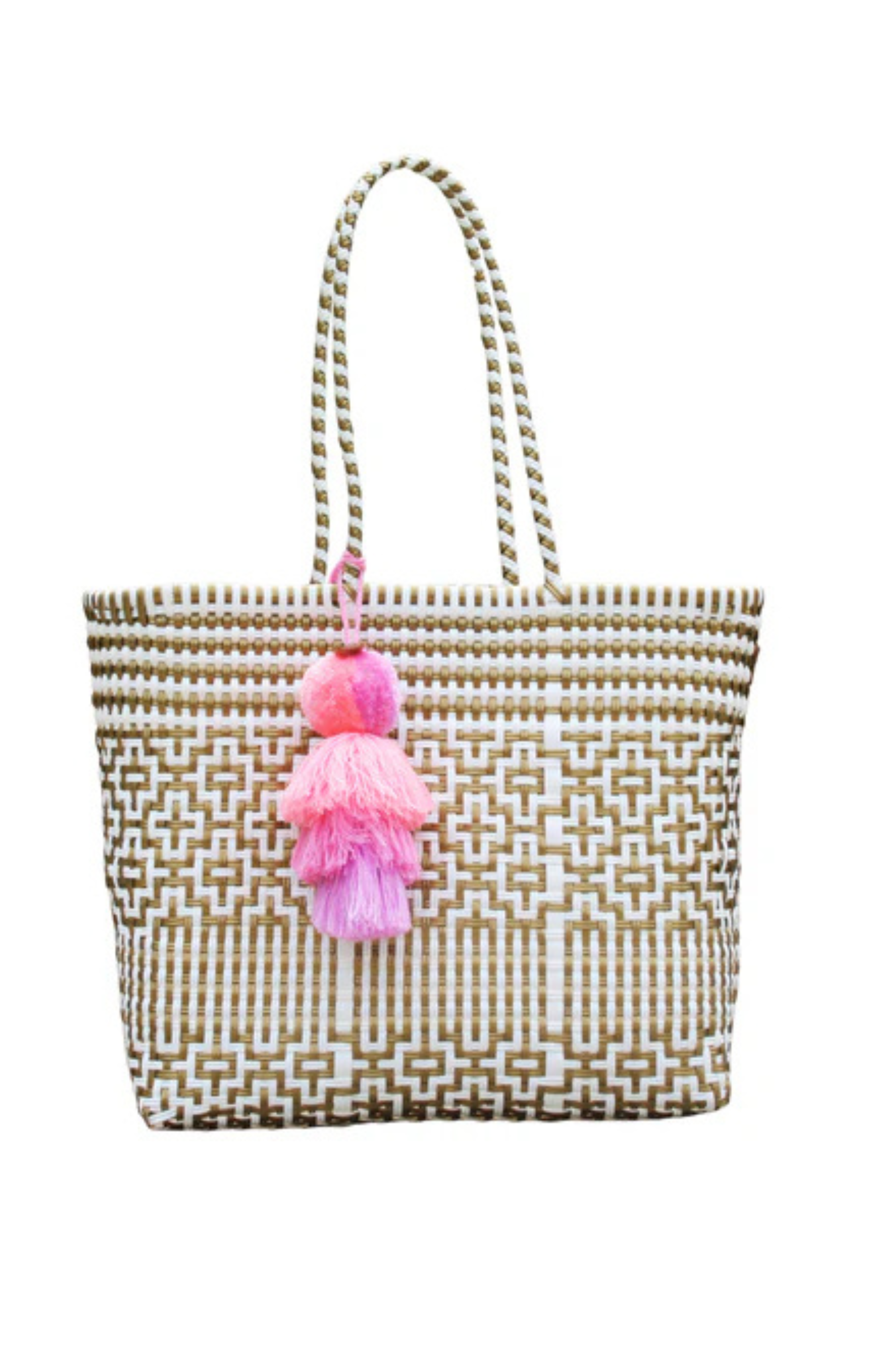 Preppy Tile Gold & White Citron Tote