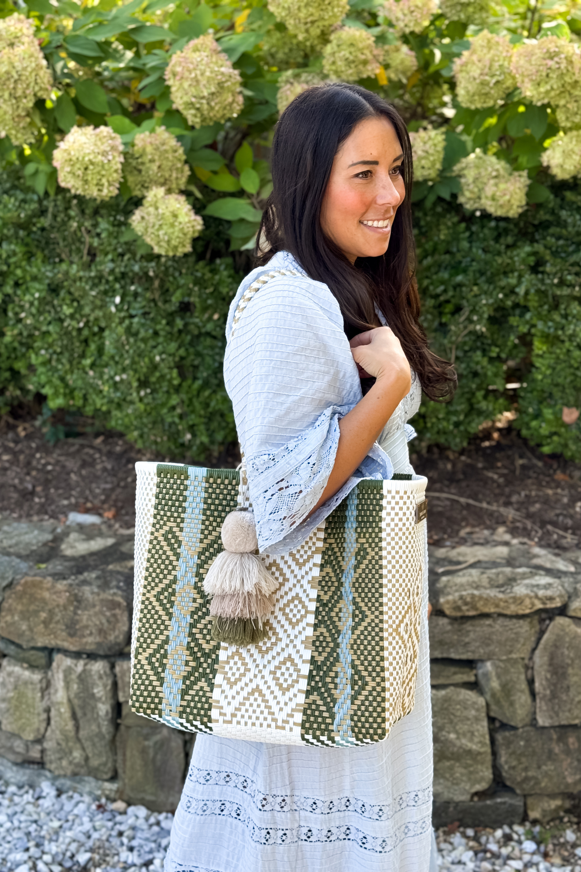 Rugby Sage Blue Citron Tote