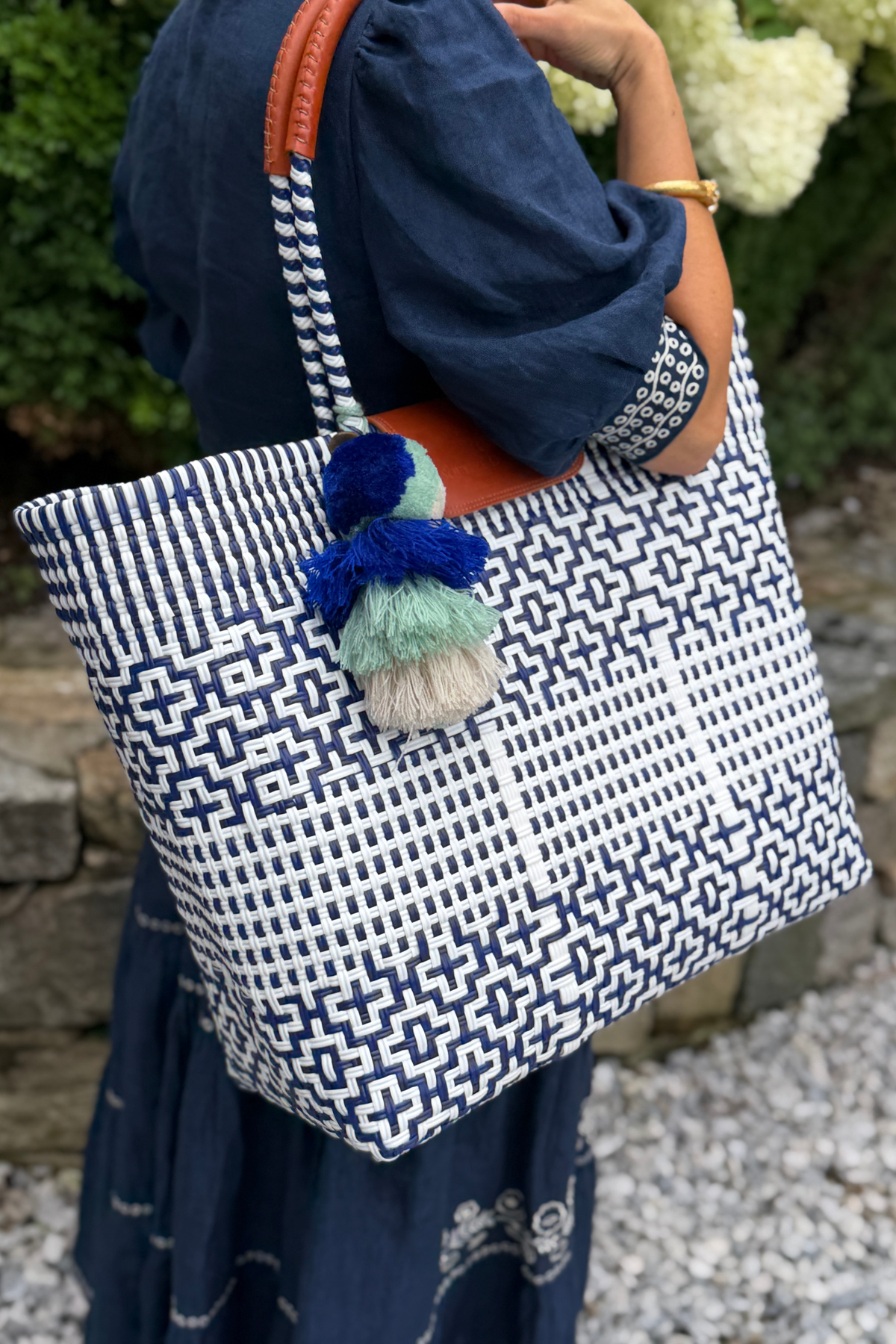 Preppy Tile Navy / White Citron Tote