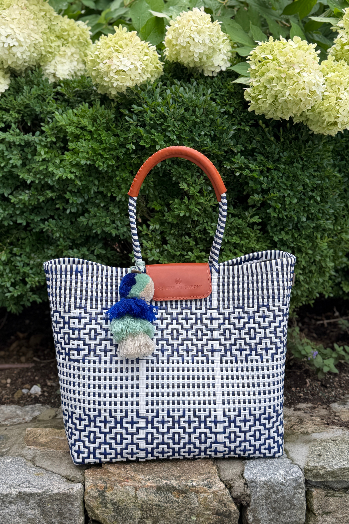 Preppy Tile Navy / White Citron Tote