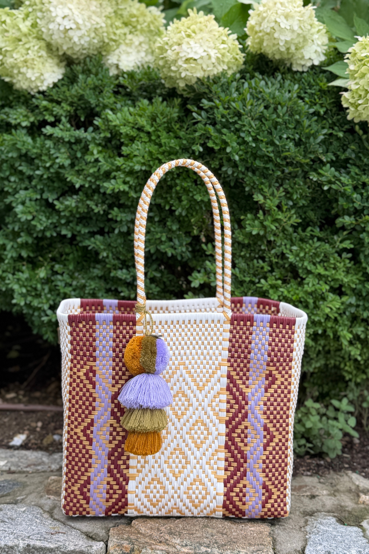Rugby Burgundy Lavender Citron Tote