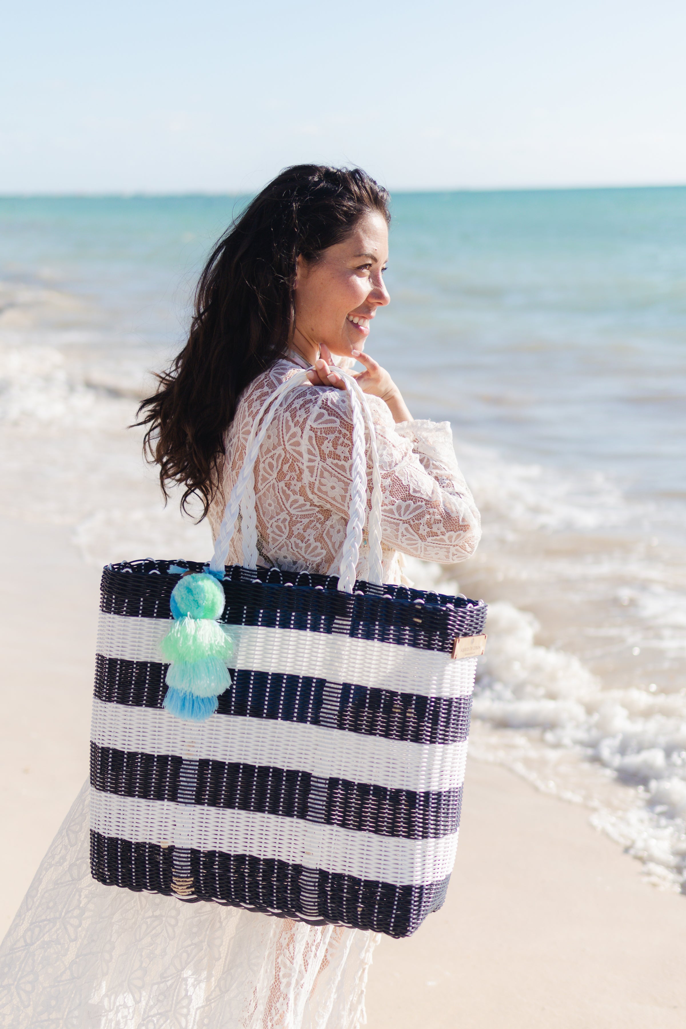 Nautical Navy / White Citron Tote